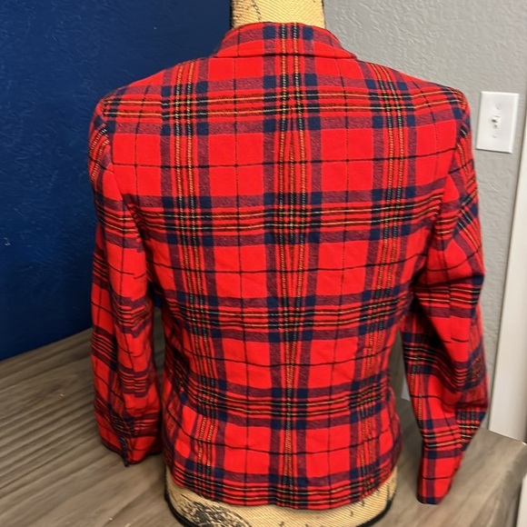 PENDLETON PETITES WOOL 1980’s PLAID RED LABEL BLAZER SIZE MEDIUM PETITE - Picture 5 of 16